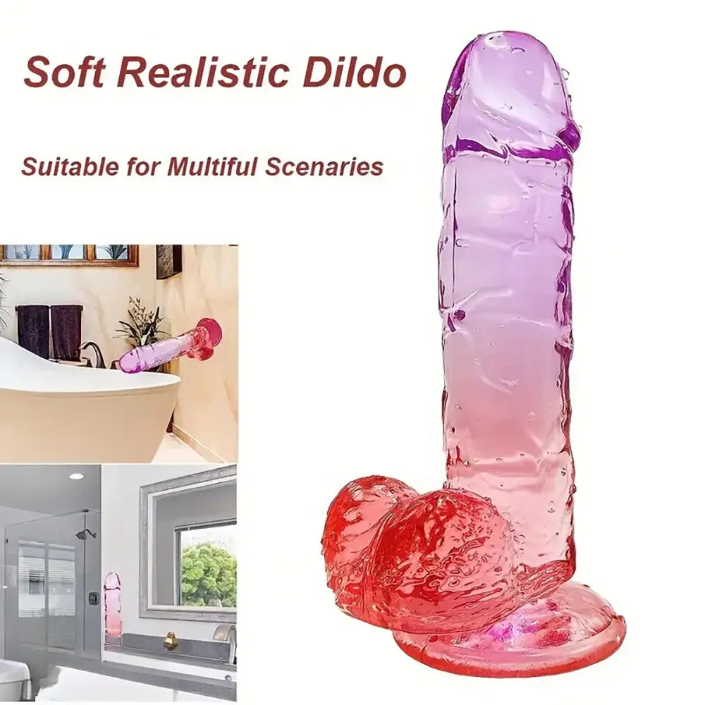 7.48in Gradient Clear Jelly Dildo With Strong Suction Cup For G-spot Sex