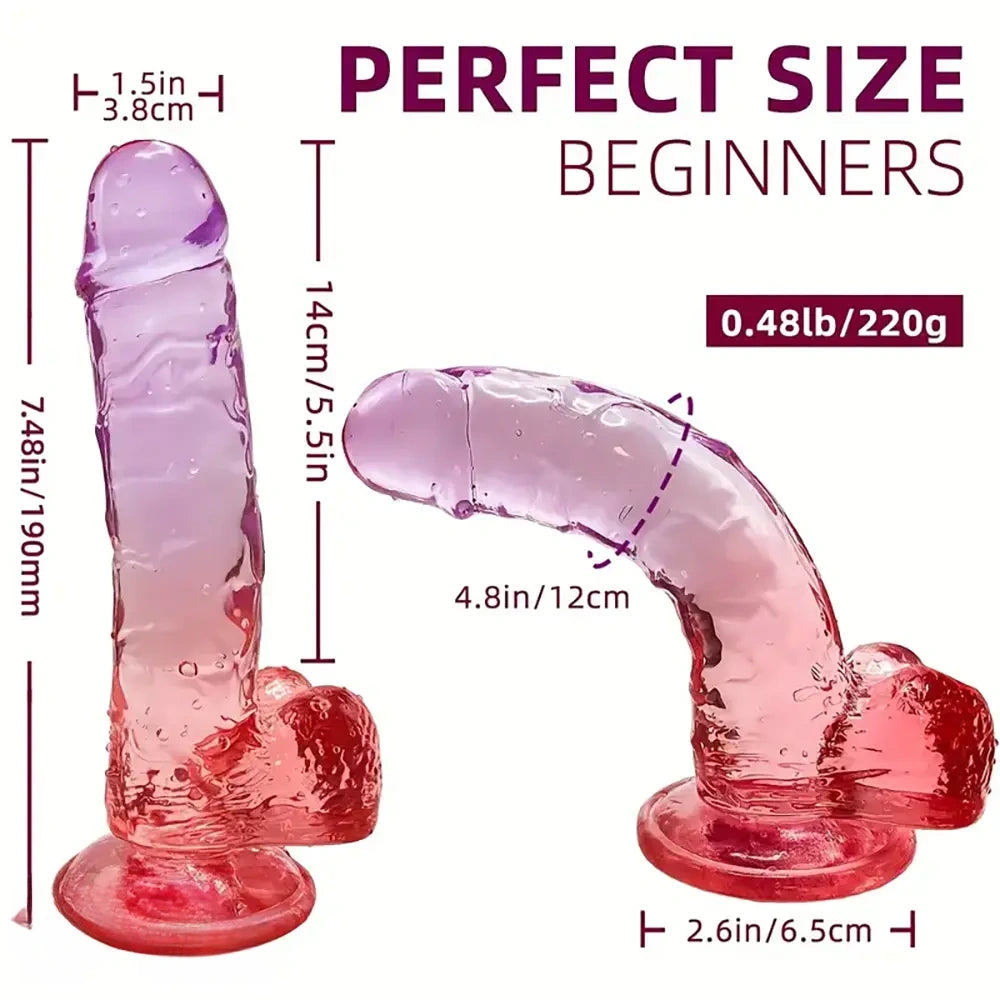7.48in Gradient Clear Jelly Dildo With Strong Suction Cup For G-spot Sex
