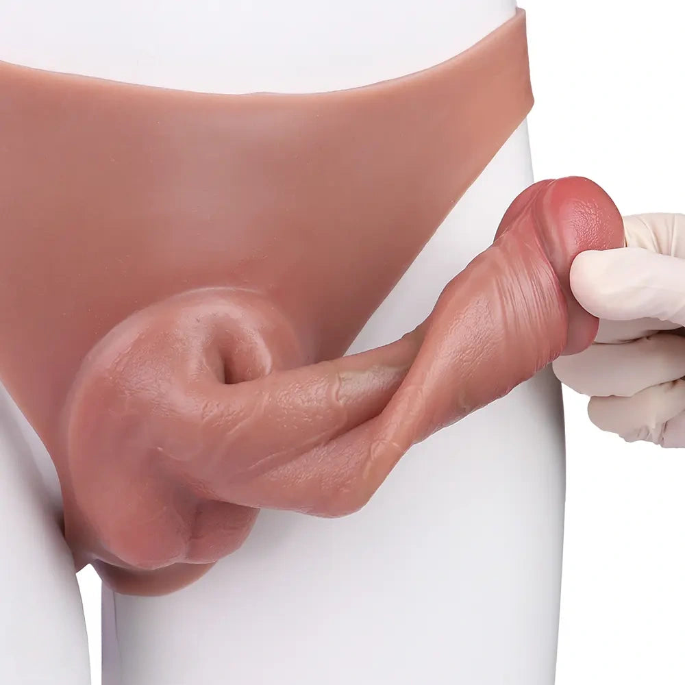 7.48in Hollow Penis Dildo Sleeve Silicone Soft Pants For Hanging Simulation