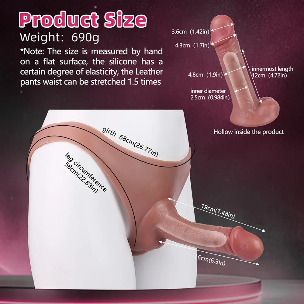 7.48in Hollow Penis Dildo Sleeve Silicone Soft Pants For Hanging Simulation