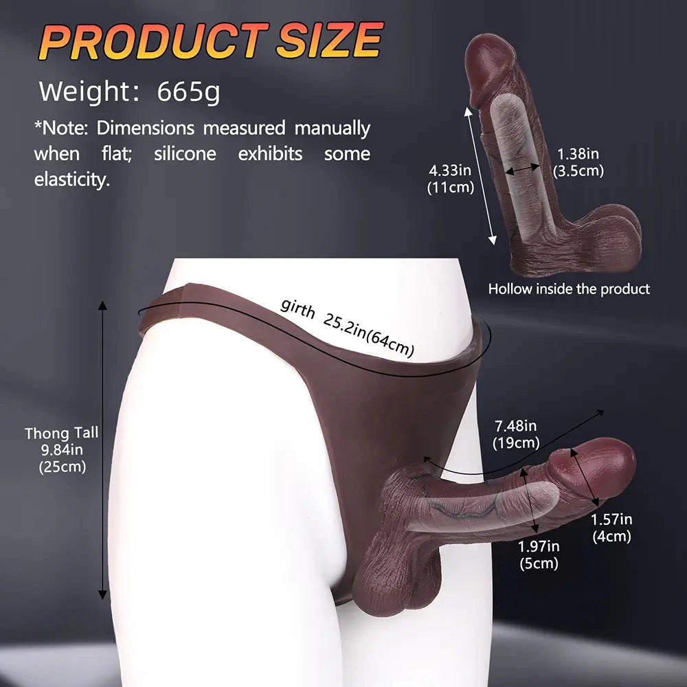 7.48in Hollow Strap on Silicone Soft Dildo Panty For Manual Climax Toy