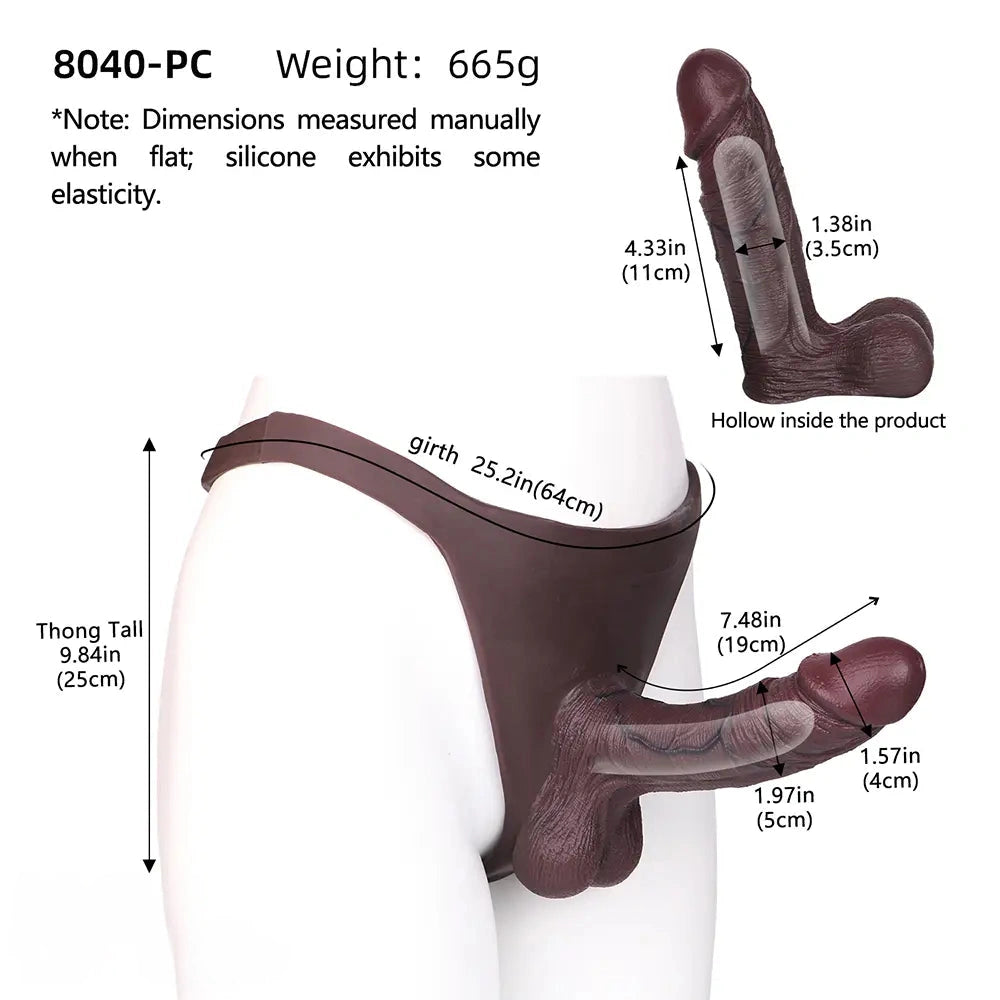 7.48in Hollow Strap on Silicone Soft Dildo Panty For Manual Climax Toy