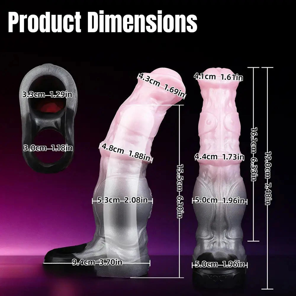 7.48in Horse Cock Silicone Sleeve Soft Leather Armor Style Hollow Sleeve