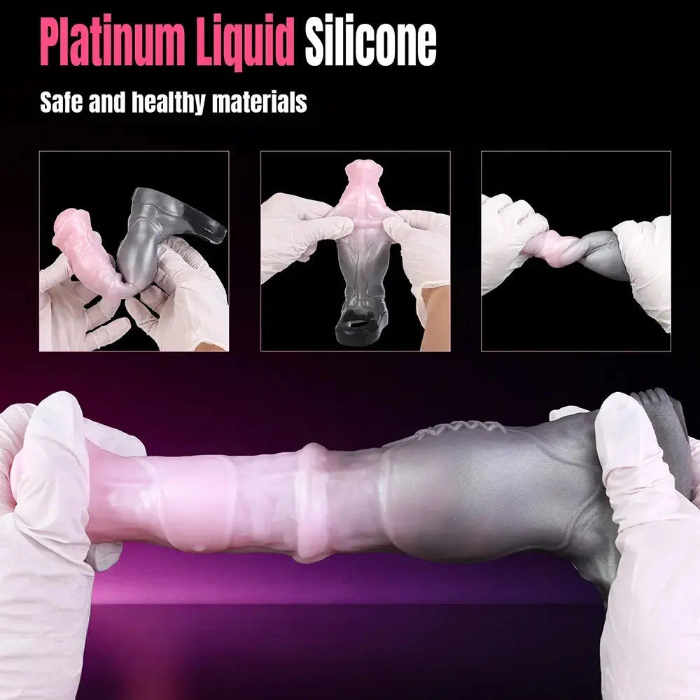 7.48in Horse Cock Silicone Sleeve Soft Leather Armor Style Hollow Sleeve