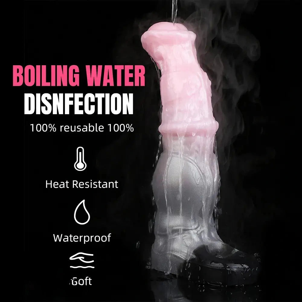 7.48in Horse Cock Silicone Sleeve Soft Leather Armor Style Hollow Sleeve