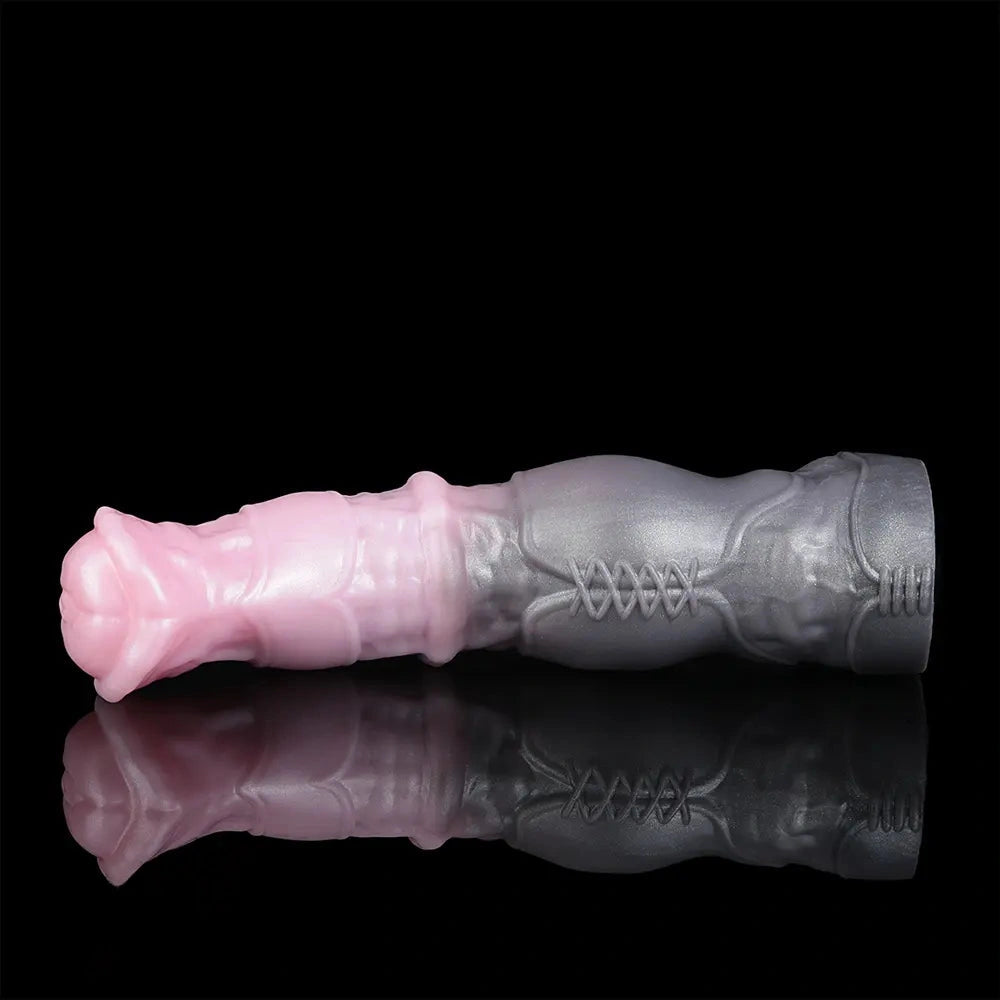 7.48in Horse Cock Silicone Sleeve Soft Leather Armor Style Hollow Sleeve