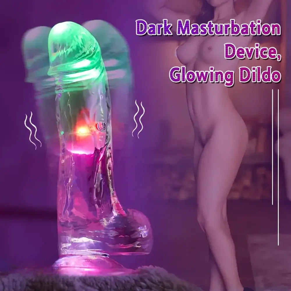 7.48in Luminous Dildo Vibrator With Suction Cup For Women Pleasure