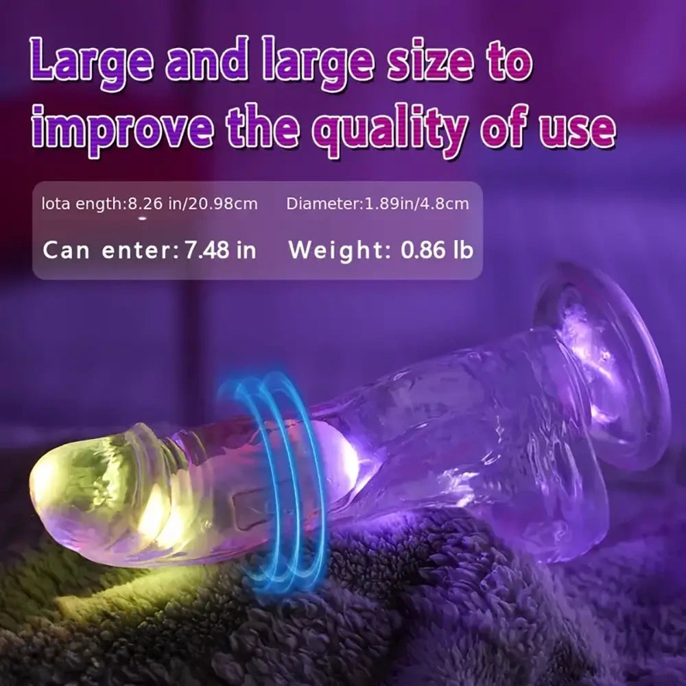 7.48in Luminous Dildo Vibrator With Suction Cup For Women Pleasure