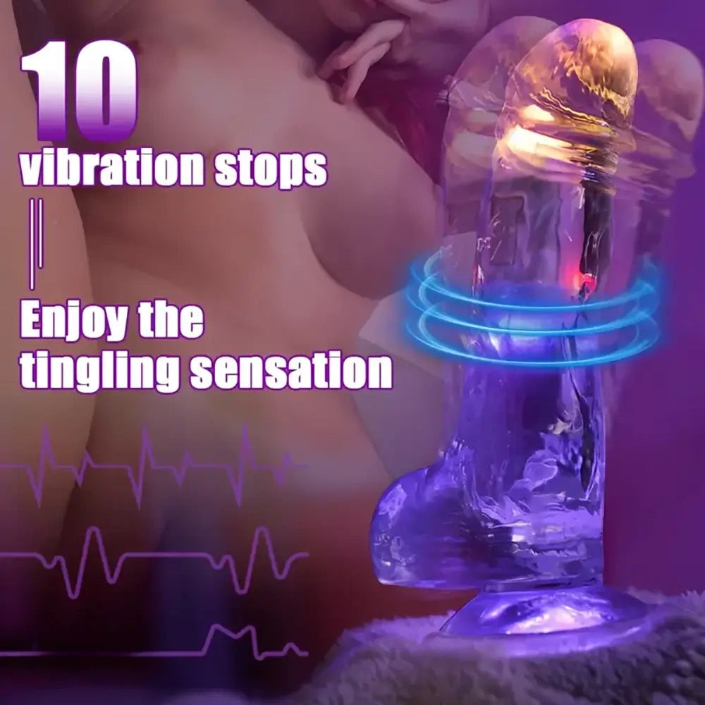 7.48in Luminous Dildo Vibrator With Suction Cup For Women Pleasure