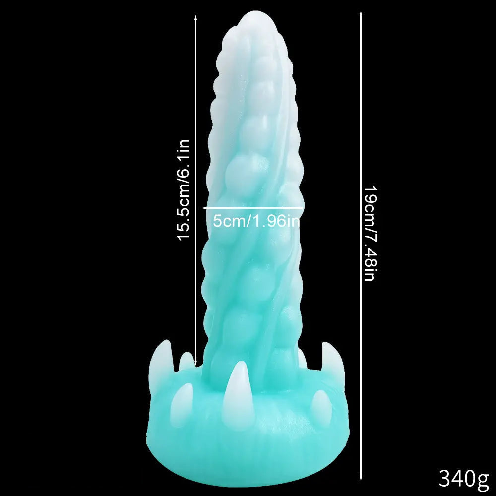 7.48in Luminous Fantasy Silicone Soft Penis Dildo With Spiked Texture