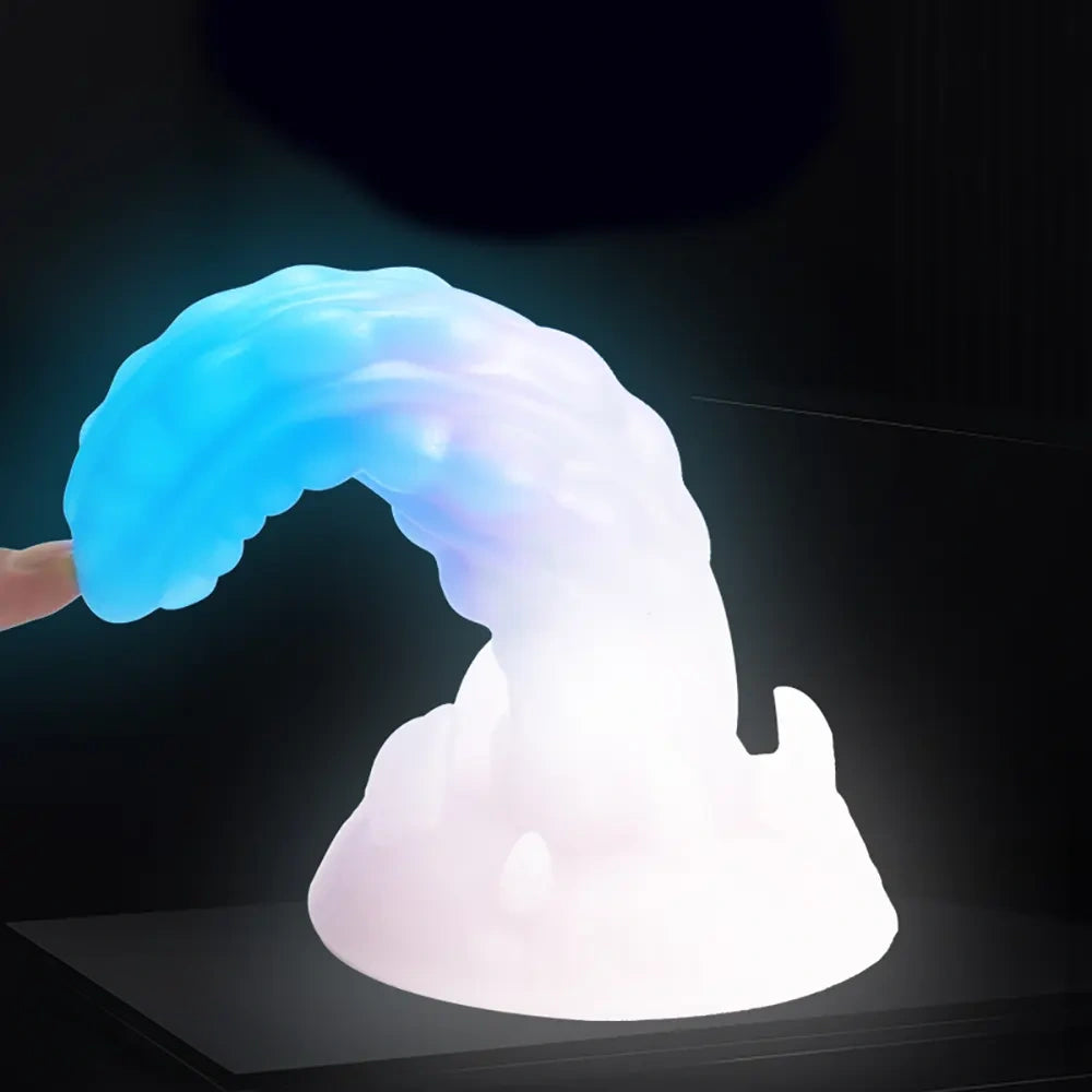 7.48in Luminous Fantasy Silicone Soft Penis Dildo With Spiked Texture