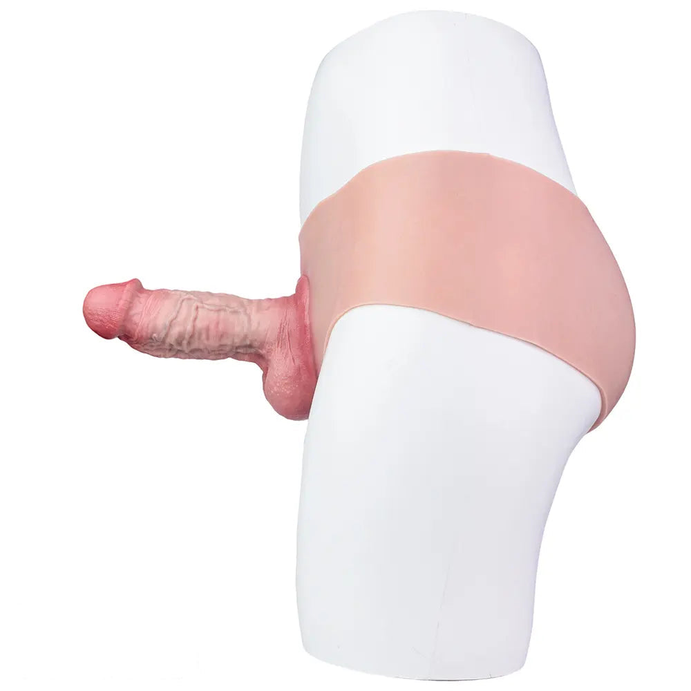 7.48in Real Skin Cock Sleeve Hollow Sleeve Cock Strap on Dildo For Love