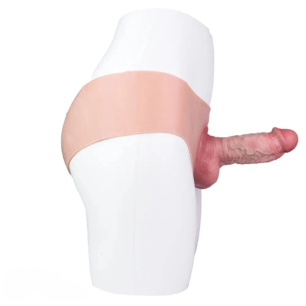 7.48in Real Skin Cock Sleeve Hollow Sleeve Cock Strap on Dildo For Love