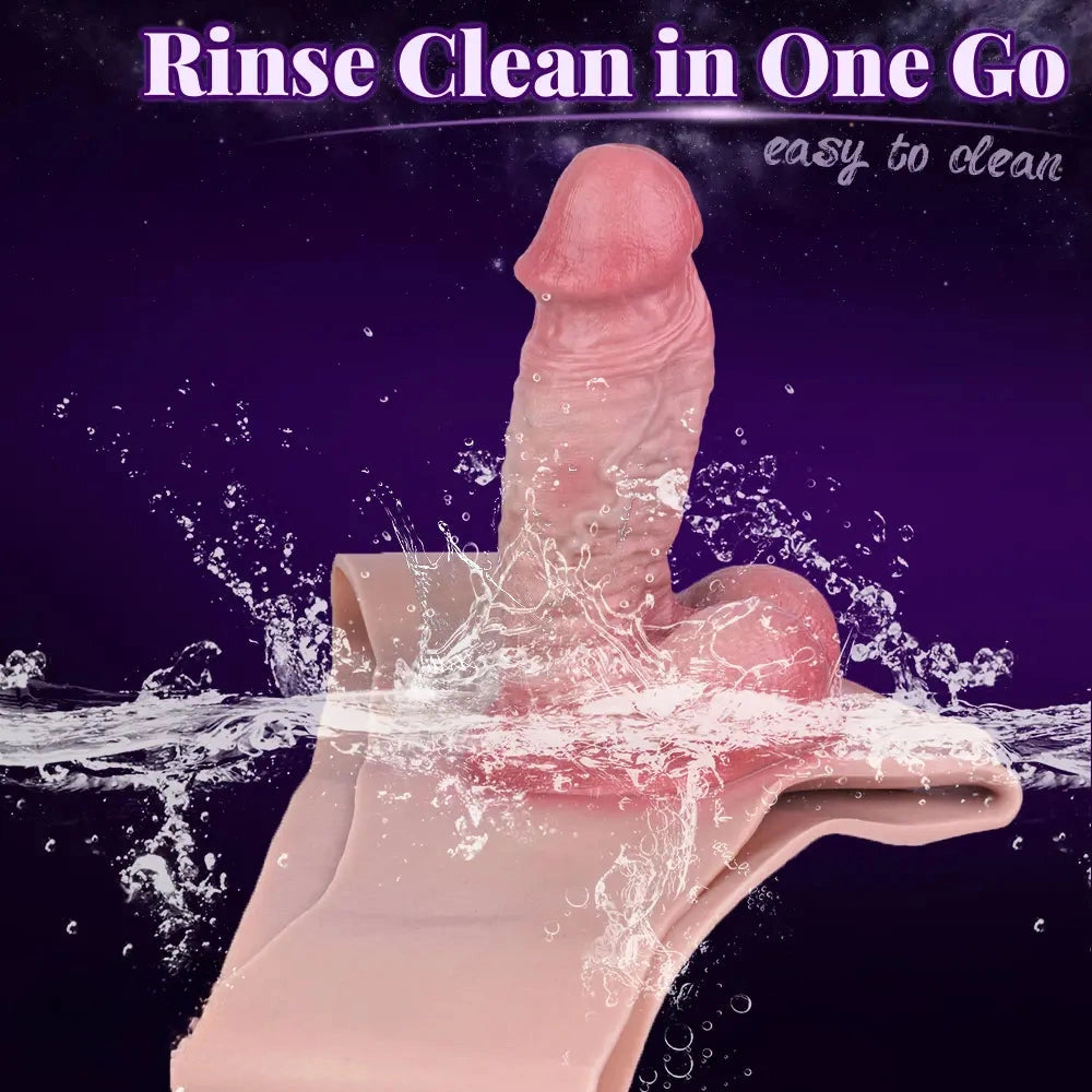 7.48in Real Skin Cock Sleeve Hollow Sleeve Cock Strap on Dildo For Love