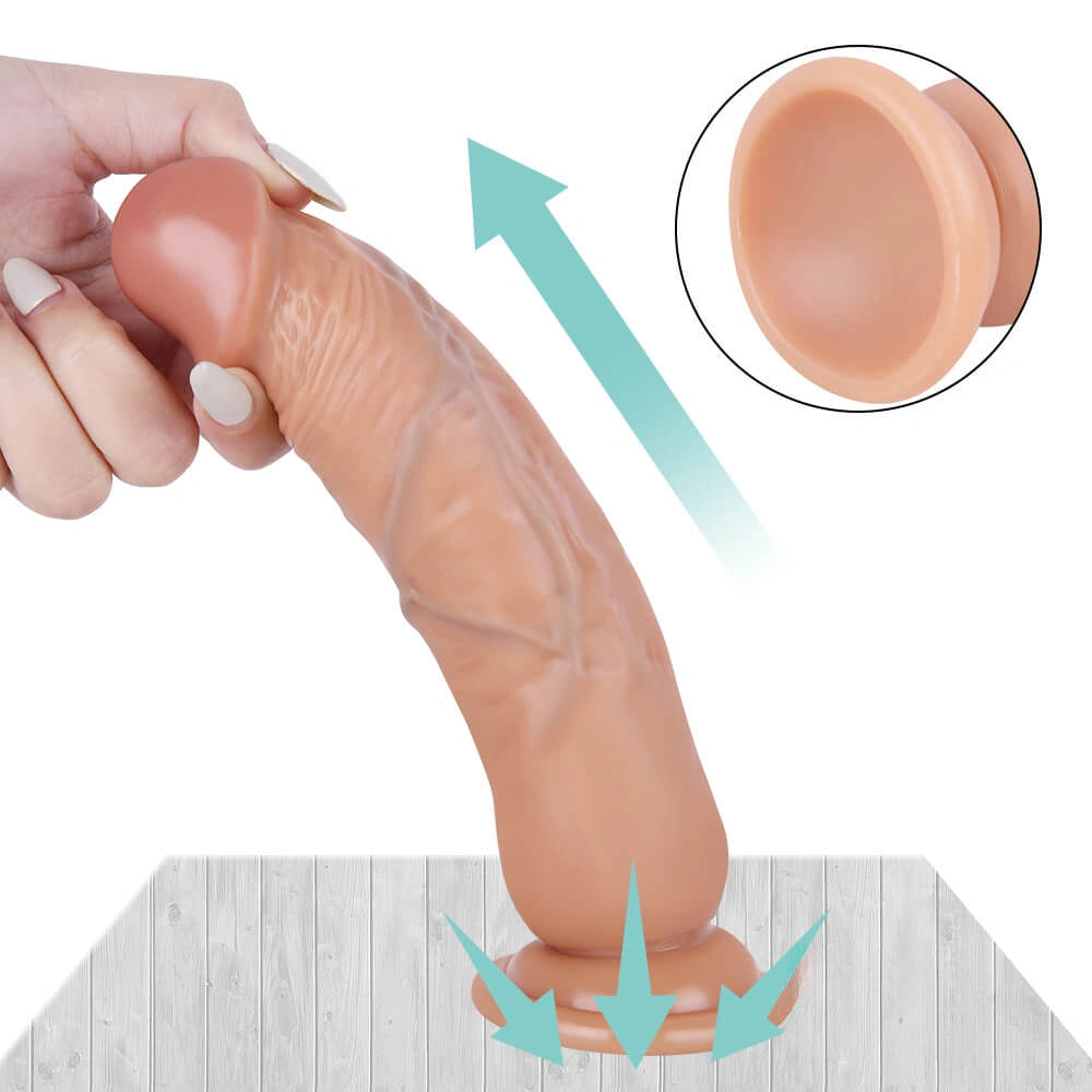 7.48in Real Skin Dual Layer Silicone Dildo With Raised Blue Veins