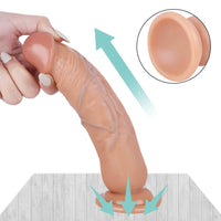 7.48in Real Skin Dual Layer Silicone Dildo With Raised Blue Veins