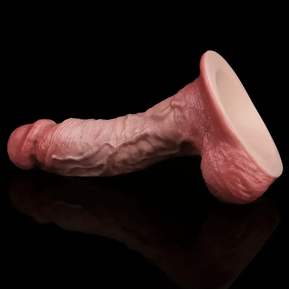 7.48in Realistic Double-layer Silicone Lifelike Light Beige Texture Dildo