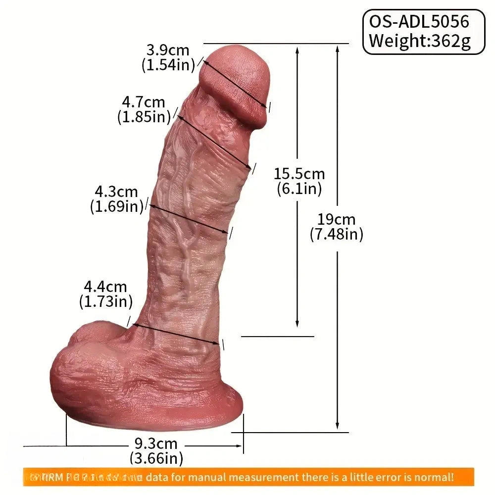 7.48in Realistic Double-layer Silicone Lifelike Light Beige Texture Dildo