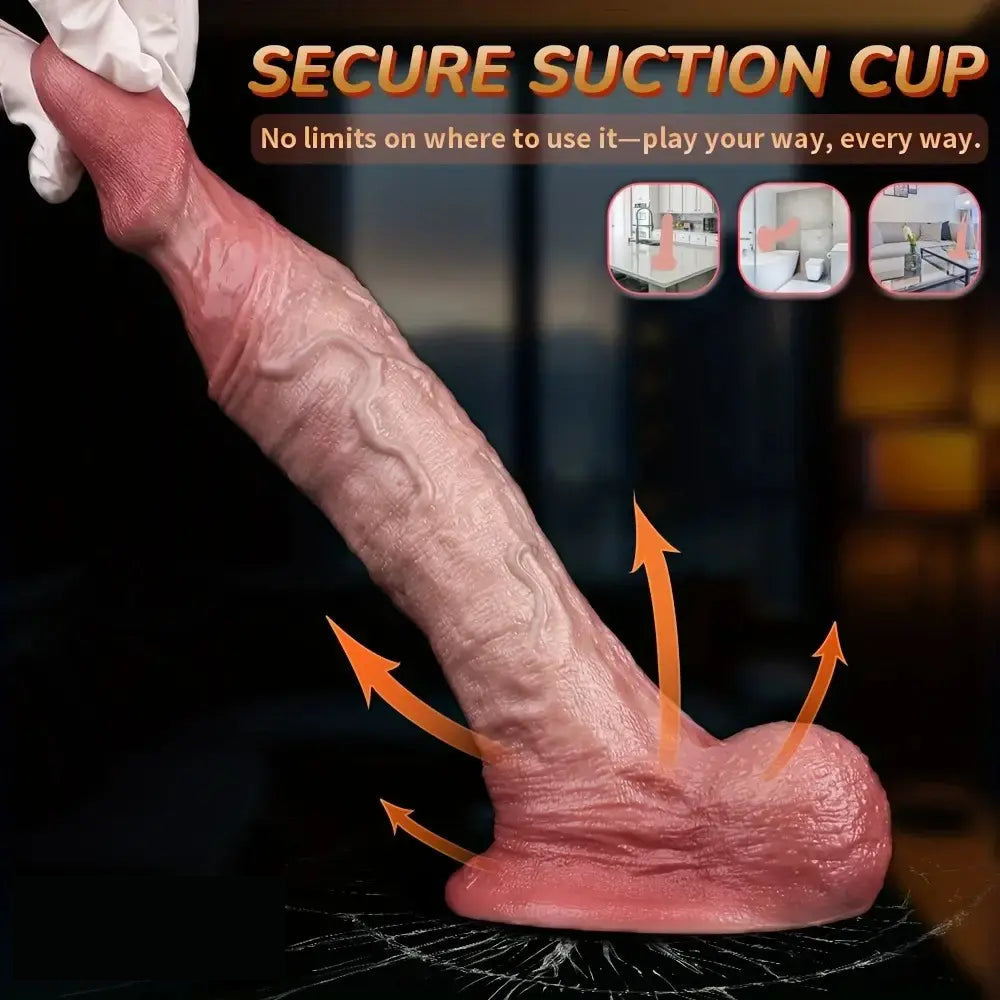 7.48in Realistic Double-layer Silicone Lifelike Light Beige Texture Dildo