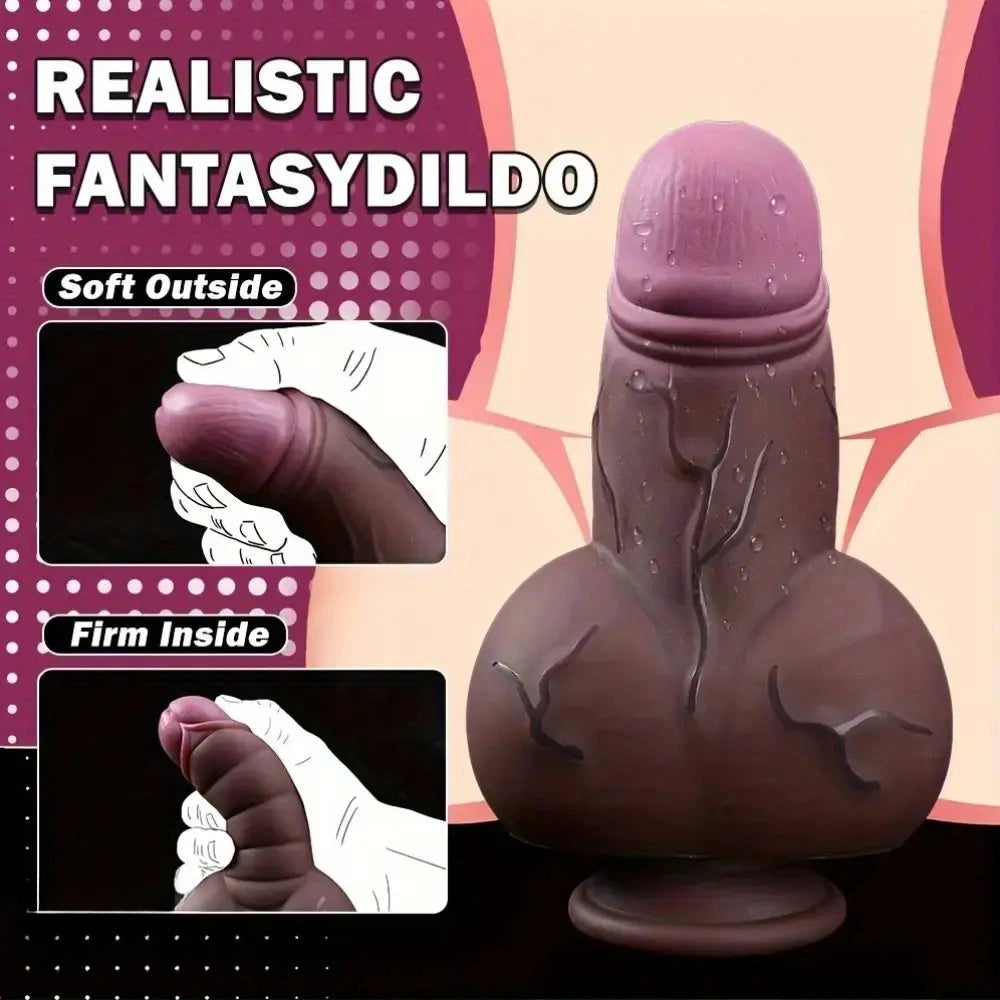 7.48in Realistic Fantasy Penis Liquid Silicone Soft Odd Cock Thick Dildo