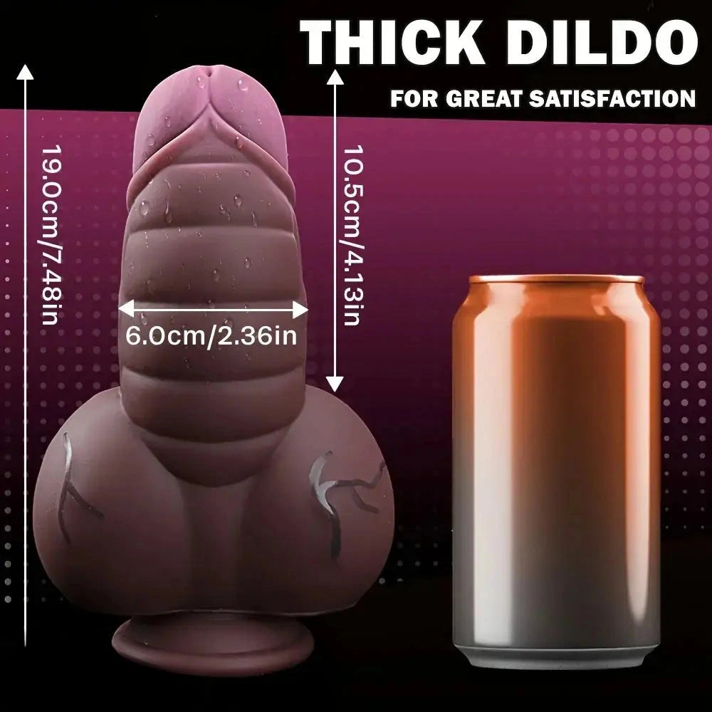 7.48in Realistic Fantasy Penis Liquid Silicone Soft Odd Cock Thick Dildo