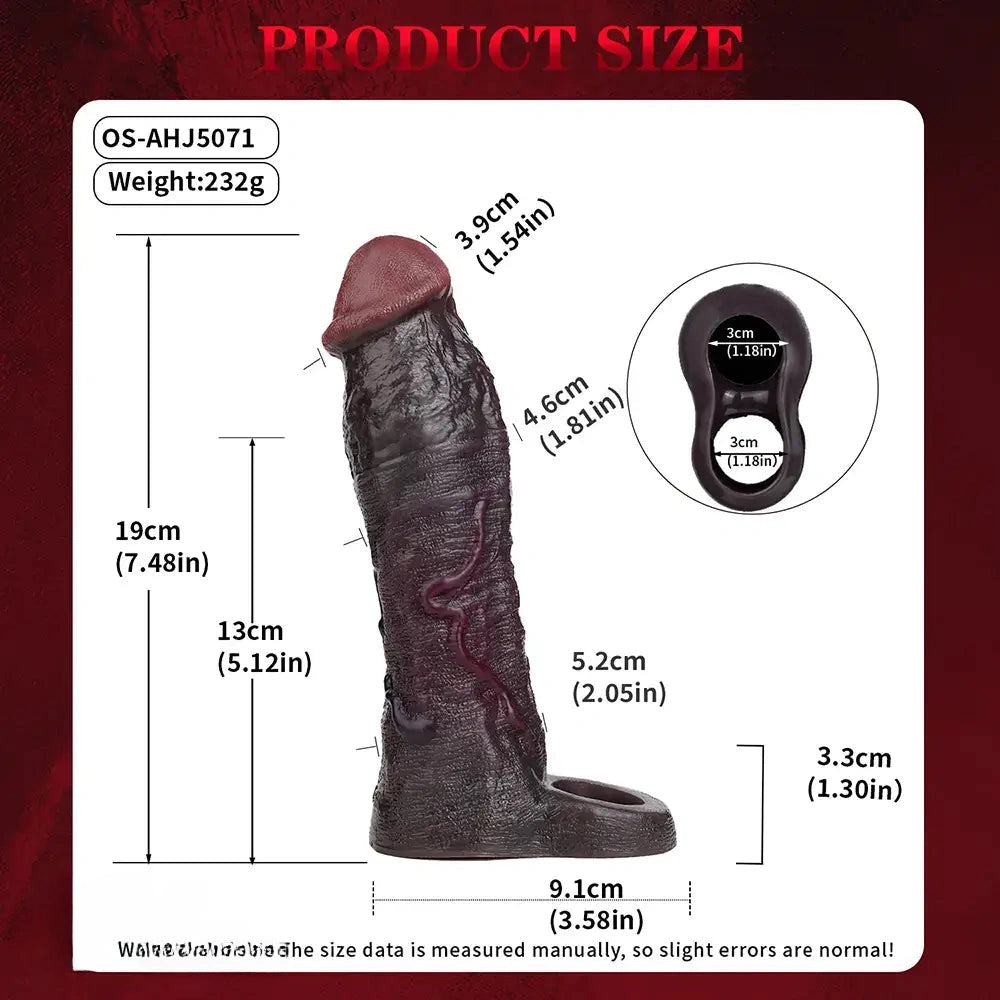 7.48in Realistic Penis Sleeve Wearable Hollow Realistic Veins Dildo Cover