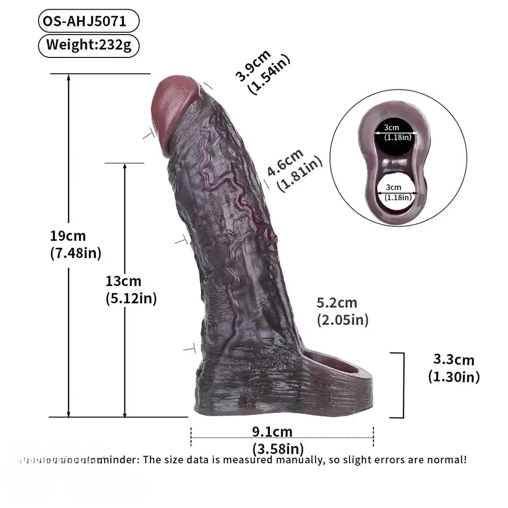 7.48in Realistic Penis Sleeve Wearable Hollow Realistic Veins Dildo Cover