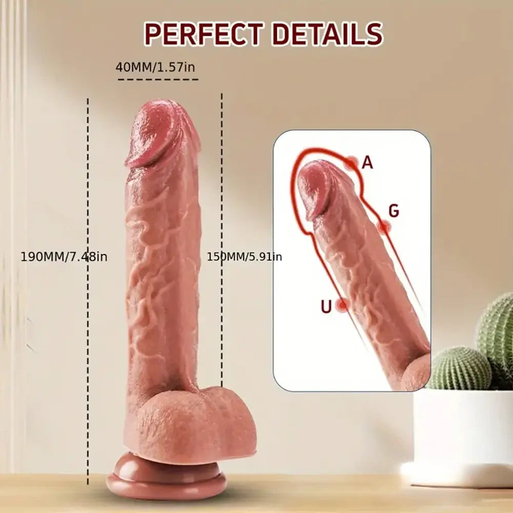 7.48in Realistic Silicone Soft Dildo For Female Male Love Pleasure Sex
