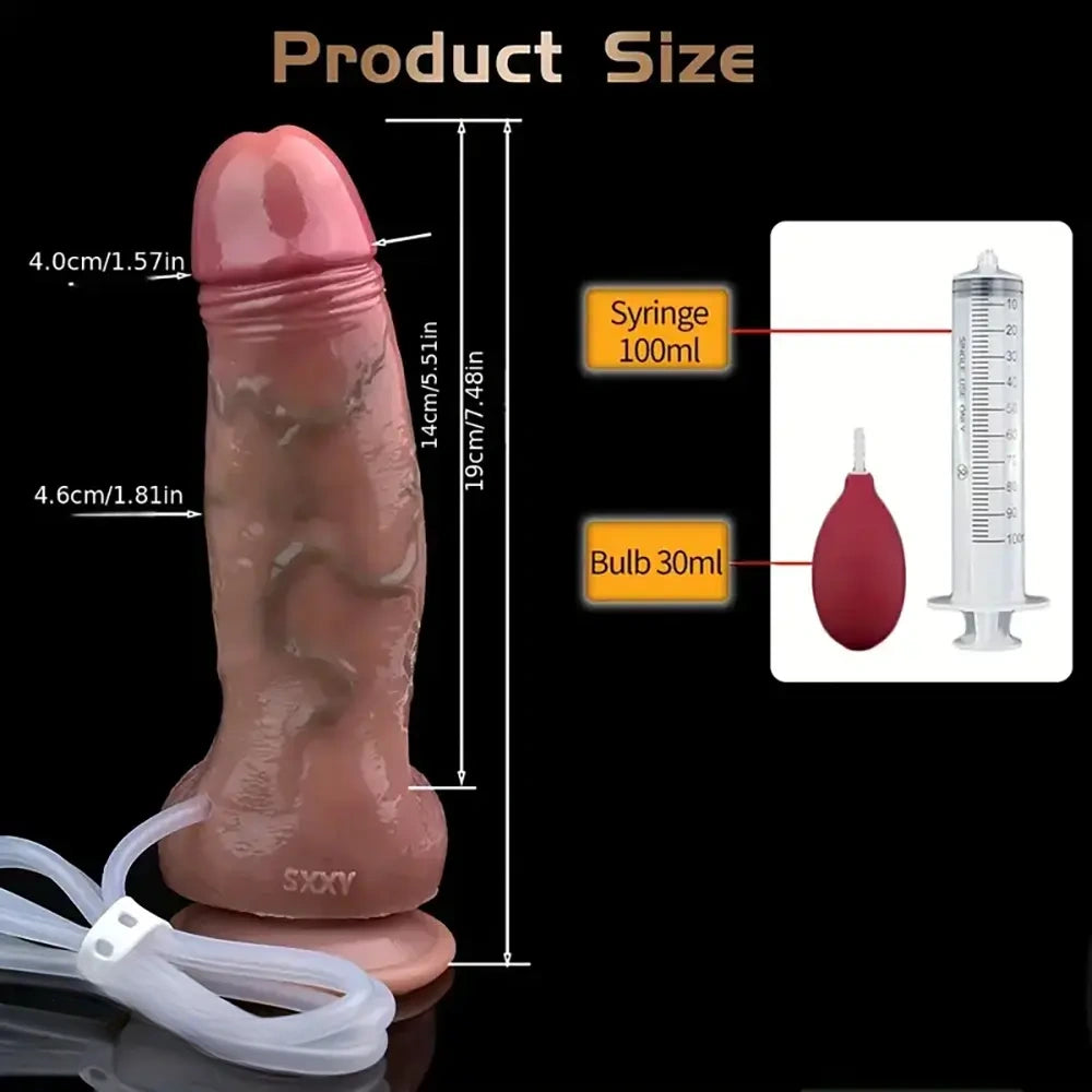 7.48in Realistic Silicone Soft Squirting Women Dildo With Suction Cup
