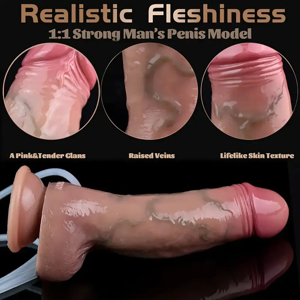 7.48in Realistic Silicone Soft Squirting Women Dildo With Suction Cup