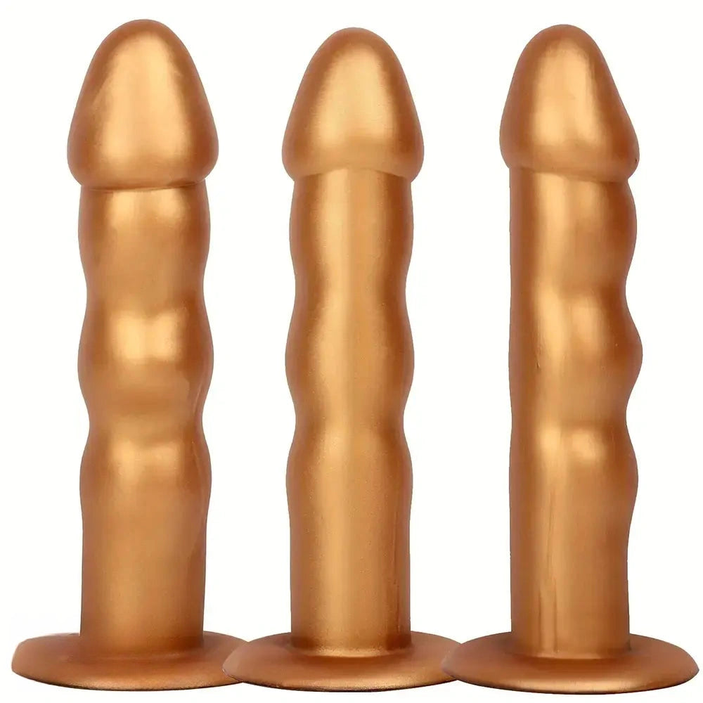 7.48in Silicone Gold Anal Plug Thick Dildo With Anchor Shape Base Design