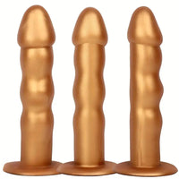 7.48in Silicone Gold Anal Plug Thick Dildo With Anchor Shape Base Design