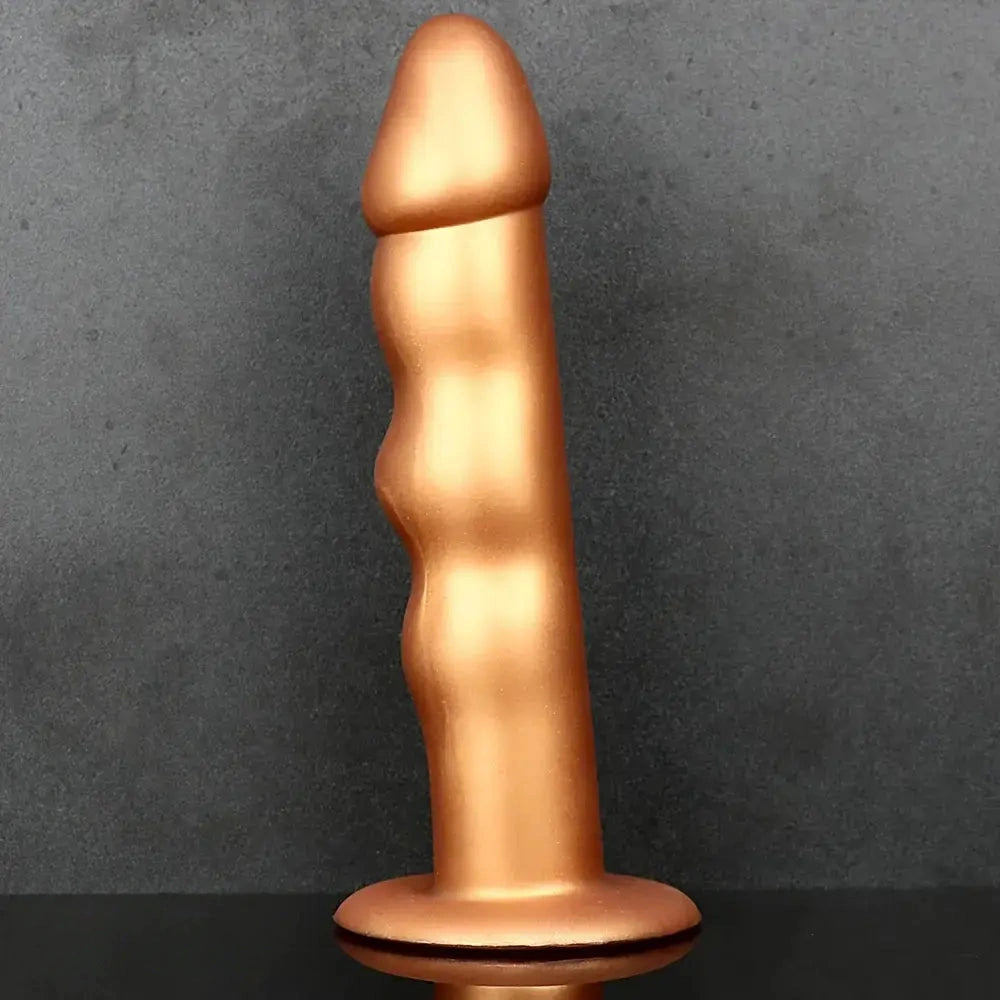 7.48in Silicone Gold Anal Plug Thick Dildo With Anchor Shape Base Design