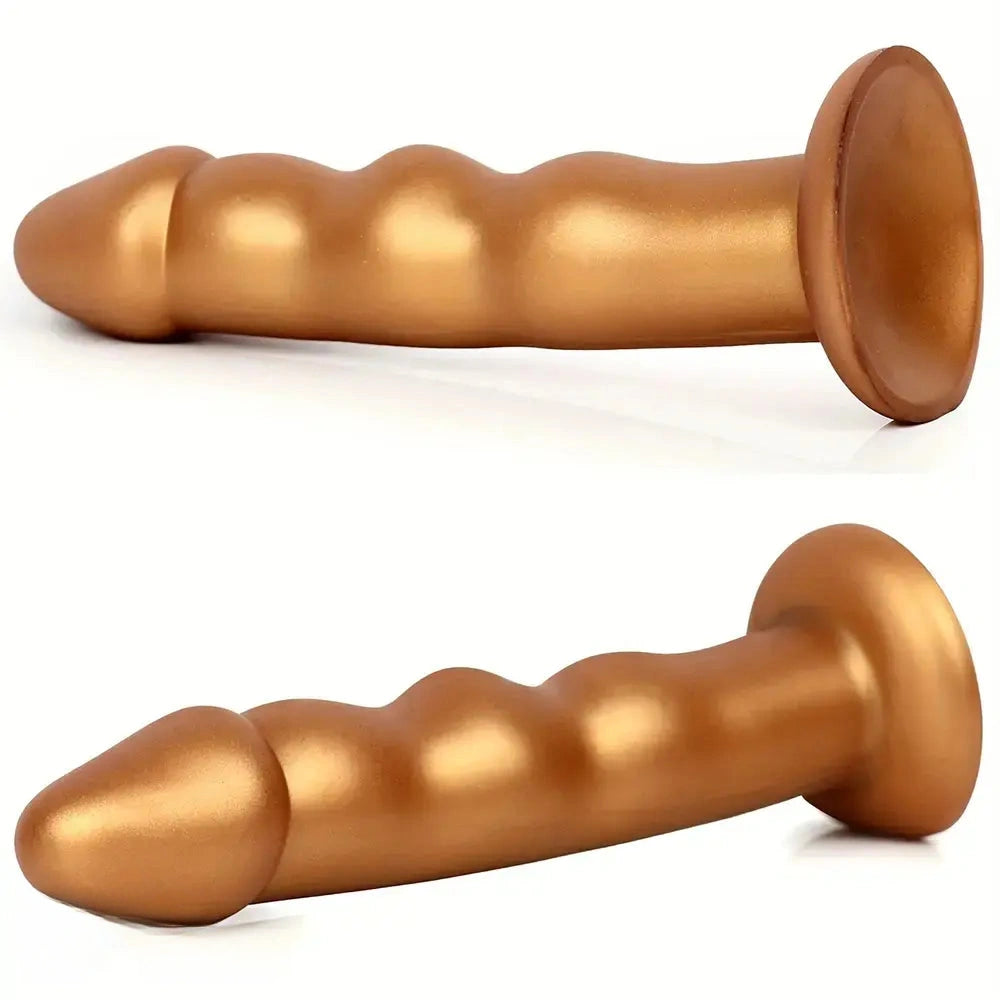 7.48in Silicone Gold Anal Plug Thick Dildo With Anchor Shape Base Design