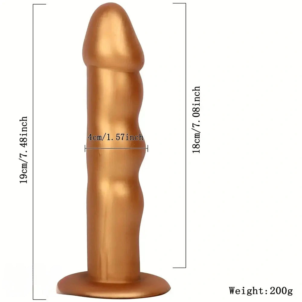 7.48in Silicone Gold Anal Plug Thick Dildo With Anchor Shape Base Design
