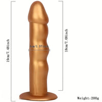 7.48in Silicone Gold Anal Plug Thick Dildo With Anchor Shape Base Design