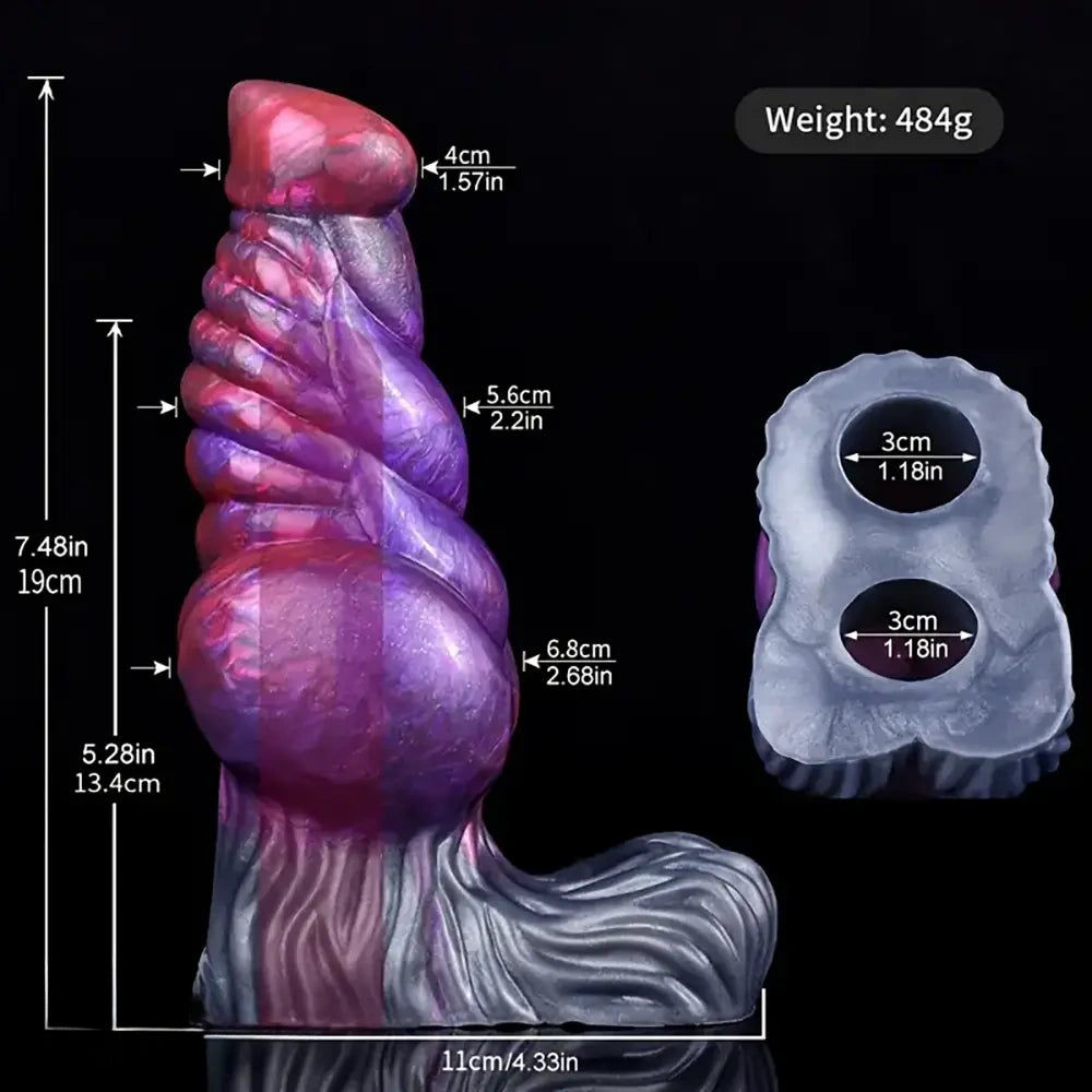7.48in Silicone Penis Sleeve With Cock Ring Fantasy Animal Hollow Dildo