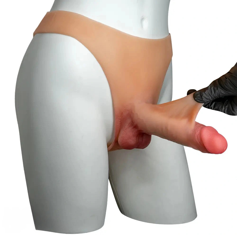 7.48in Solid Penis Strap Dildo Panty Sliding Skin Foreskin Dildo Cock Toy