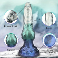 7.48in Special-shaped Silicone Metallic Dog Pendant Knot Dildo Massager