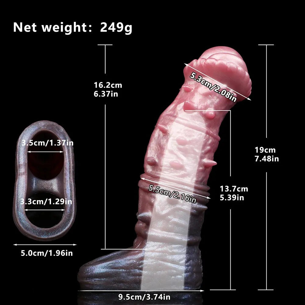 7.48in Spiked Horse Cock Sleeve Dildo Fantasy Penis Extender Sex Toy