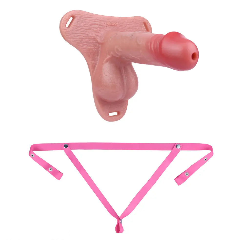 7.48in Strap on Hollow Soft Silicone Cock Cage Dildo For Chastity Cock