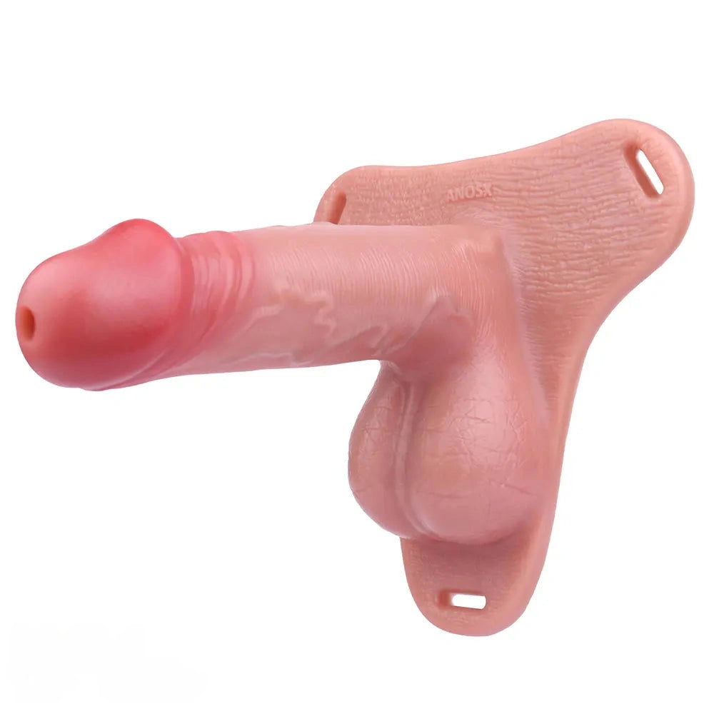 7.48in Strap on Hollow Soft Silicone Cock Cage Dildo For Chastity Cock