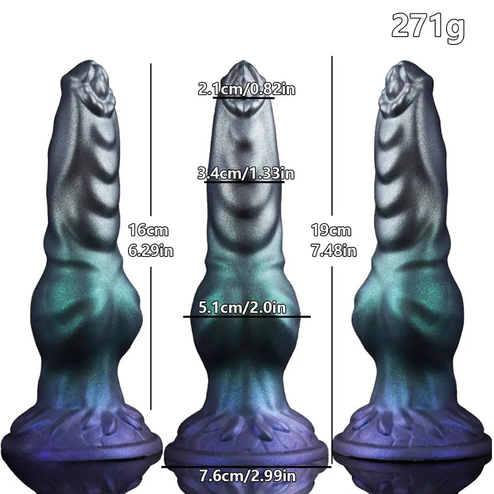 7.48in Strap on Monster Dog Knot Silicone Dildo Vaginal G-spot Cock