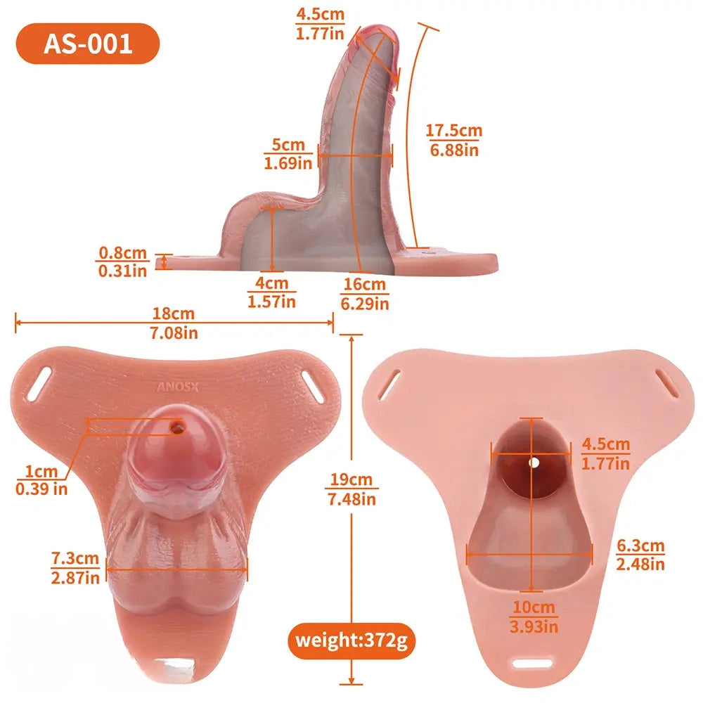 7.48in Strap on Silicone Cock Cage Dildo For Chastity Cock Hollow Toy