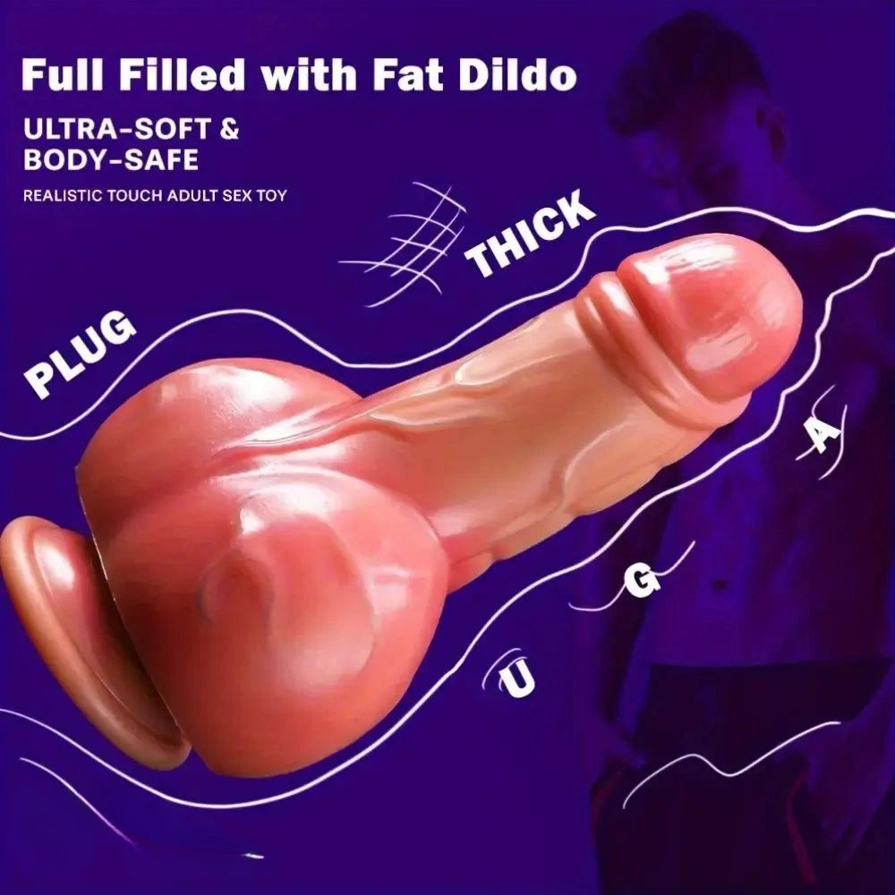 7.48in Thick Short Phallic Silicone Soft Real Dildo With Strong Suction Cup