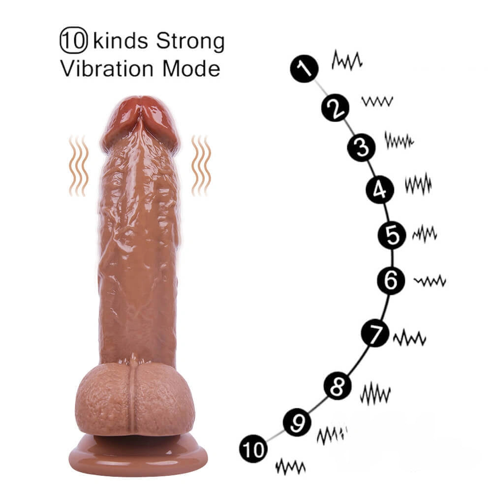 7.48in USB Charging Multi-speeds Dildo Sex Toy With Vibrating Bullet