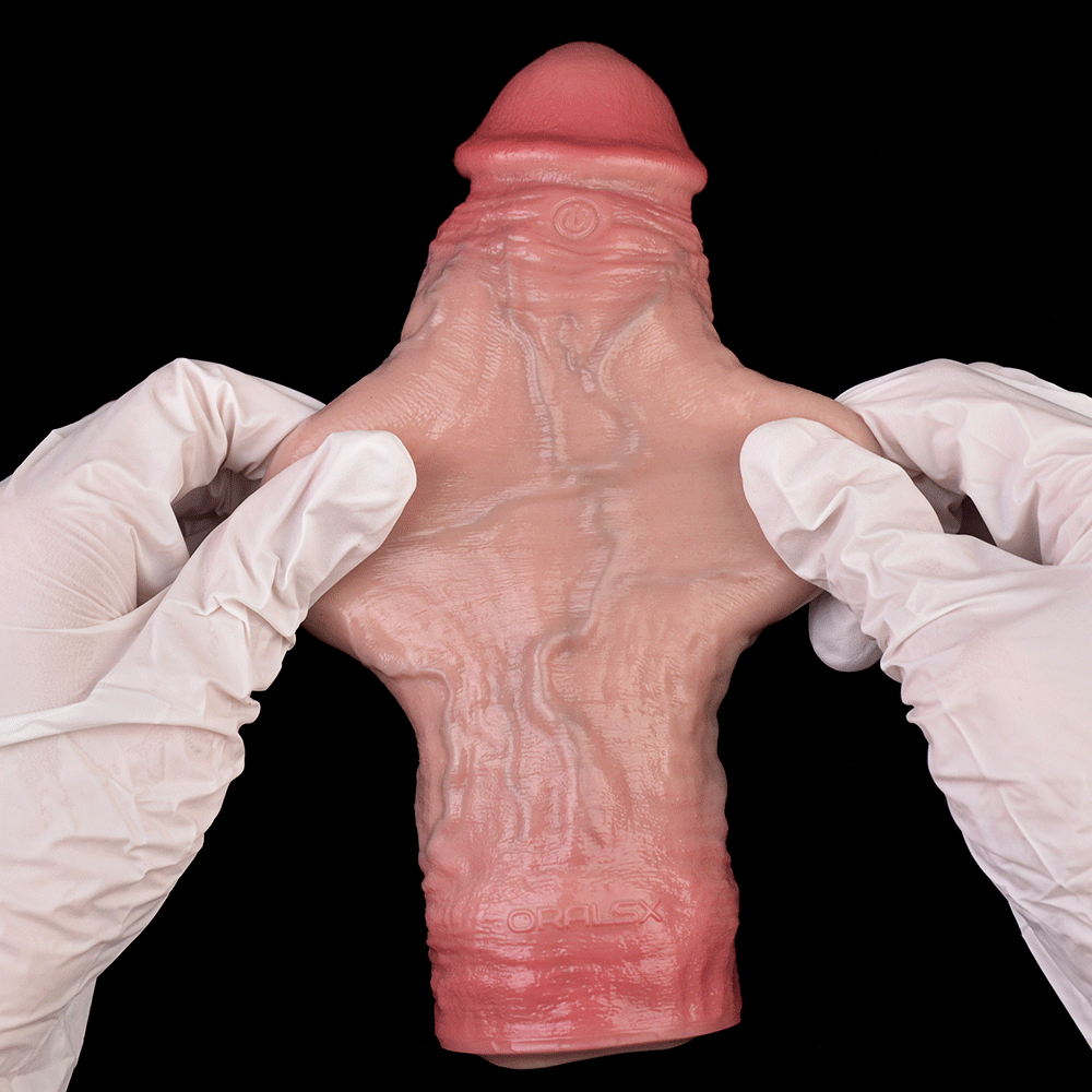7.48in Vibrating Real Remote Silicone Hollow Dildo Sleeve Cock Extender