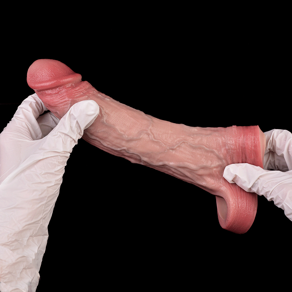 7.48in Vibrating Real Remote Silicone Hollow Dildo Sleeve Cock Extender