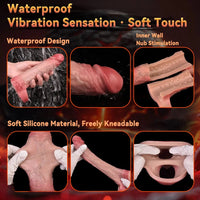 7.48in Vibrating Real Remote Silicone Hollow Dildo Sleeve Cock Extender