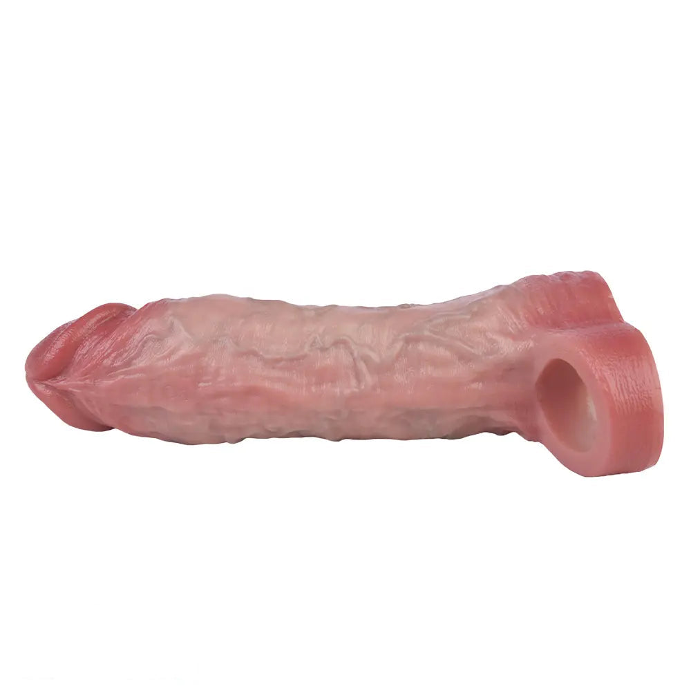 7.48in Vibrating Real Remote Silicone Hollow Dildo Sleeve Cock Extender